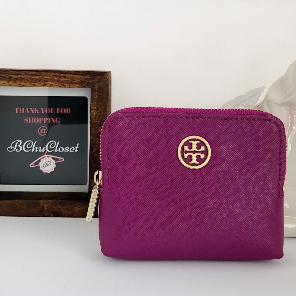 Tory Burch Purple Robinsion Coin Zip Wallet